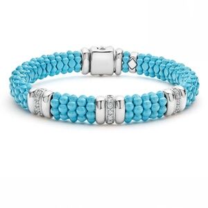 LAGOS Blue Three Station Ceramic Diamond Bracelet | 9mm